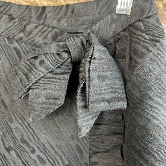 Alex Coleman Vintage Black Taffeta Moire Wrap Skirt with Bow - Picture 6 of 8